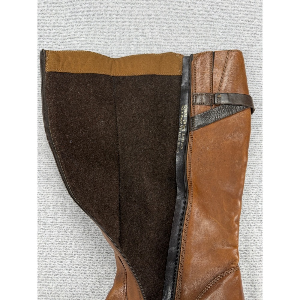 Clarks Maymie Stellar Cognac Leather Tall Riding Boots Block Heel Womens 8M - Picture 10 of 16